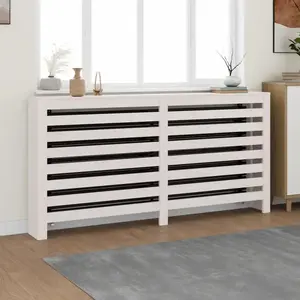 vidaXL Cache-radiateur Blanc 169x19x84 cm Bois massif de pin pas cher