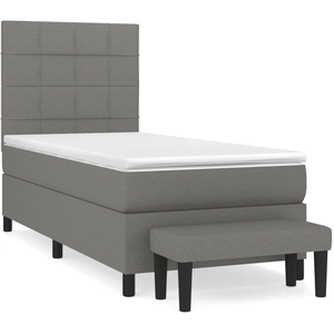 vidaXL Sommier à lattes de lit avec matelas Gris foncé 180x200cm Tissu pas cher