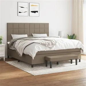 vidaXL Sommier à lattes de lit avec matelas Taupe 180x200 cm Tissu pas cher