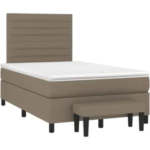 vidaXL Sommier à lattes de lit avec matelas Taupe 120x200 cm Tissu pas cher
