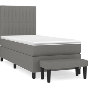 vidaXL Sommier à lattes de lit avec matelas Gris foncé 200x200cm Tissu pas cher