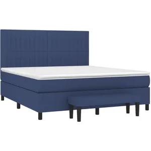vidaXL Sommier à lattes de lit avec matelas Bleu 180x200 cm Tissu pas cher