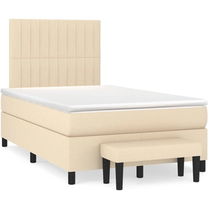 vidaXL Sommier à lattes de lit avec matelas Crème 140x190 cm Tissu pas cher
