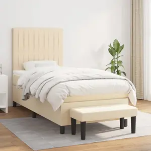 vidaXL Sommier à lattes de lit avec matelas Crème 80x200 cm Tissu