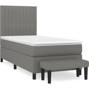 vidaXL Sommier à lattes de lit et matelas Gris foncé 90x190 cm Tissu pas cher