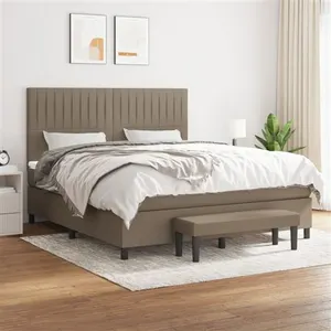 vidaXL Sommier à lattes de lit avec matelas Taupe 160x200 cm Tissu