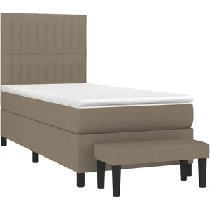 vidaXL Sommier à lattes de lit avec matelas Taupe 100x200 cm Tissu pas cher