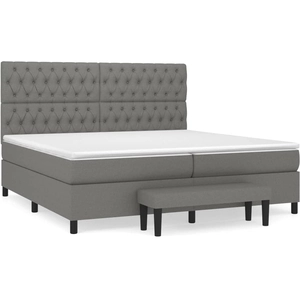 vidaXL Sommier à lattes de lit avec matelas Gris foncé 200x200cm Tissu pas cher