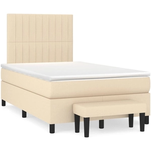 vidaXL Sommier à lattes de lit avec matelas Crème 120x200 cm Tissu3136746 pas cher