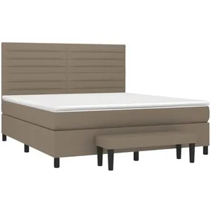 vidaXL Sommier à lattes de lit avec matelas Taupe 180x200 cm Tissu pas cher