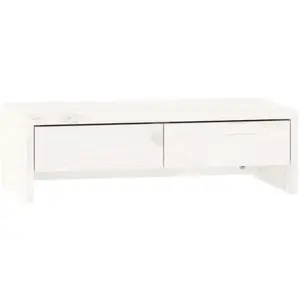 Comparateur de prix : vidaXL Support de moniteur Blanc 50x27x15 cm Bois de pin solide