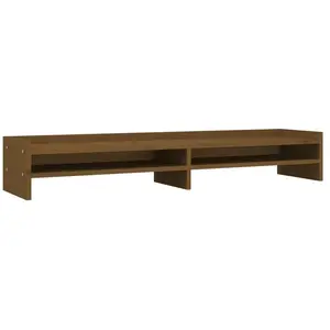 vidaXL Support de moniteur Marron miel 100x24x16 cm Bois de pin solide pas cher