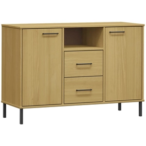 vidaXL Buffet avec pieds en métal Marron 113x40x77 cm Bois massif OSLO pas cher