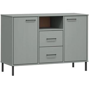 vidaXL Buffet avec pieds en métal Gris 113x40x77 cm Bois massif OSLO pas cher