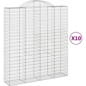 vidaXL Paniers à gabions arqués 10 pcs 200x50x220/240 cm Fer galvanisé pas cher