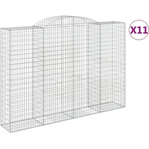 vidaXL Paniers à gabions arqués 11 pcs 300x50x200/220 cm Fer galvanisé pas cher