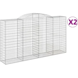 vidaXL Paniers à gabions arqués 2 pcs 300x50x160/180 cm fer galvanisé pas cher