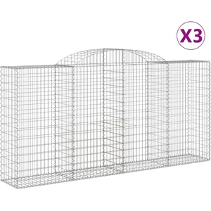 vidaXL Paniers à gabions arqués 3 pcs 300x50x140/160 cm fer galvanisé pas cher