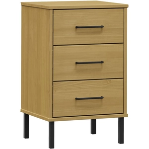 vidaXL Table de chevet avec pieds en métal Marron Bois pin massif OSLO pas cher