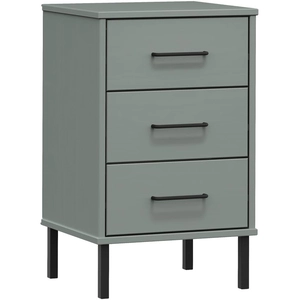 vidaXL Table de chevet avec pieds en métal Gris Bois pin massif OSLO pas cher