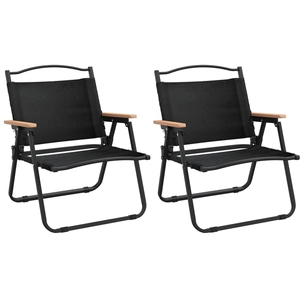 vidaXL Chaises de camping 2 pcs Noir 54x43x59 cm Tissu Oxford pas cher