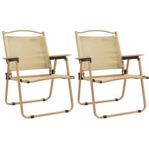 vidaXL Chaises de camping 2 pcs Beige 54x55x78 cm Tissu Oxford pas cher