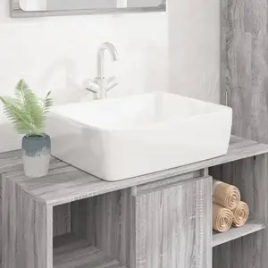 vidaXL Lavabo blanc 48x37x13 cm céramique rectangle pas cher