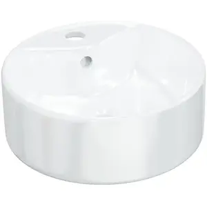vidaXL Lavabo blanc 40x14,5 cm céramique rond 153339 pas cher