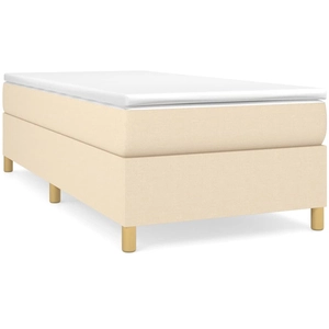 vidaXL Sommier à lattes de lit avec matelas Crème 90x200 cm Tissu pas cher