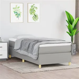 vidaXL Sommier à lattes de lit avec matelas Gris clair 90x200 cm Tissu pas cher