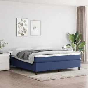 vidaXL Sommier à lattes de lit avec matelas Bleu 180x200 cm Tissu pas cher