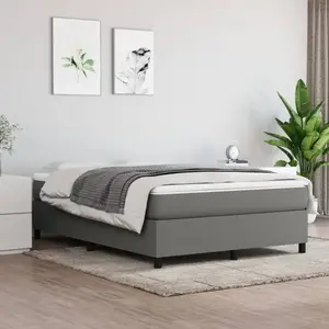 vidaXL Sommier à lattes de lit avec matelas Gris foncé 140x190cm Tissu pas cher