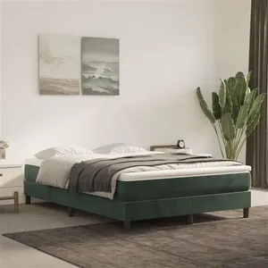 vidaXL Sommier à lattes de lit et matelas Vert foncé 140x200cm Velours pas cher