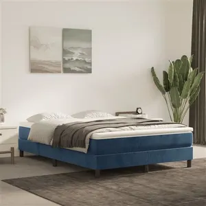vidaXL Sommier à lattes de lit et matelas Bleu foncé 140x200cm Velours pas cher