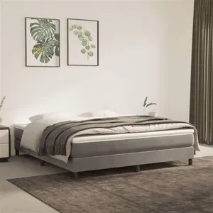 vidaXL Sommier à lattes de lit et matelas Gris clair 160x200cm Velours pas cher