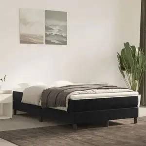 vidaXL Sommier à lattes de lit avec matelas Noir 120x200 cm Velours pas cher
