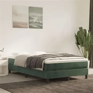 vidaXL Sommier à lattes de lit et matelas Vert foncé 120x200cm Velours pas cher