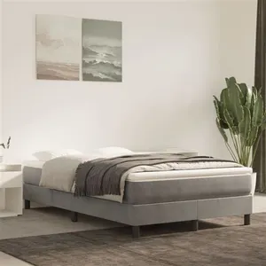 vidaXL Sommier à lattes de lit et matelas Gris clair 120x200cm Velours pas cher