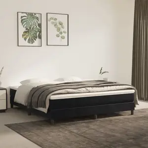 vidaXL Sommier à lattes de lit avec matelas Noir 180x200 cm Velours pas cher