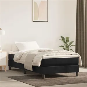 vidaXL Sommier à lattes de lit avec matelas Noir 100x200 cm Velours pas cher