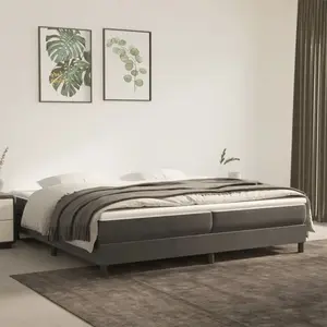 vidaXL Sommier à lattes de lit et matelas Gris foncé 200x200cm Velours pas cher