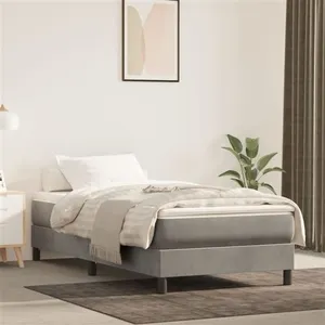 vidaXL Sommier à lattes de lit et matelas Gris clair 90x190 cm Velours pas cher