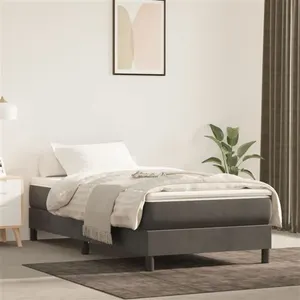 vidaXL Sommier à lattes de lit et matelas Gris foncé 90x190 cm Velours pas cher