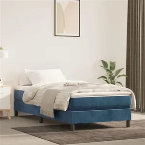 vidaXL Sommier à lattes de lit et matelas Bleu foncé 80x200 cm Velours pas cher