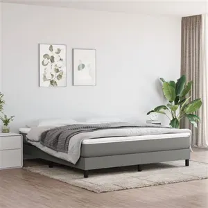 vidaXL Sommier à lattes de lit avec matelas Gris foncé 180x200cm Tissu pas cher