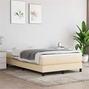 vidaXL Sommier à lattes de lit avec matelas Crème 120x200 cm Tissu pas cher