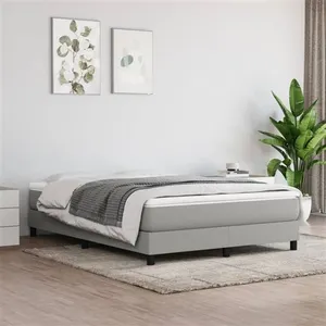 vidaXL Sommier à lattes de lit avec matelas Gris clair 140x190cm Tissu pas cher