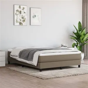 vidaXL Sommier à lattes de lit avec matelas Taupe 140x190 cm Tissu pas cher
