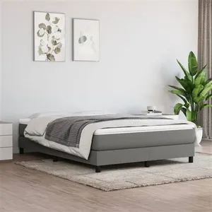 vidaXL Sommier à lattes de lit avec matelas Gris foncé 140x200cm Tissu pas cher