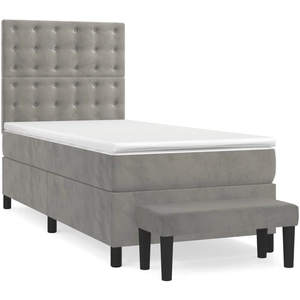 vidaXL Sommier à lattes de lit et matelas Gris clair 100x200cm Velours pas cher